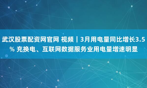 武汉股票配资网官网 视频｜3月用电量同比增长3.5% 充换电、互联网数据服务业用电量增速明显